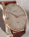 Rosy Brown Breitling Classic Gold Plated Case Silver Dial Vintage 1950's Mens Watch....37mm