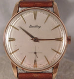 Rosy Brown Breitling Classic Gold Plated Case Silver Dial Vintage 1950's Mens Watch....37mm