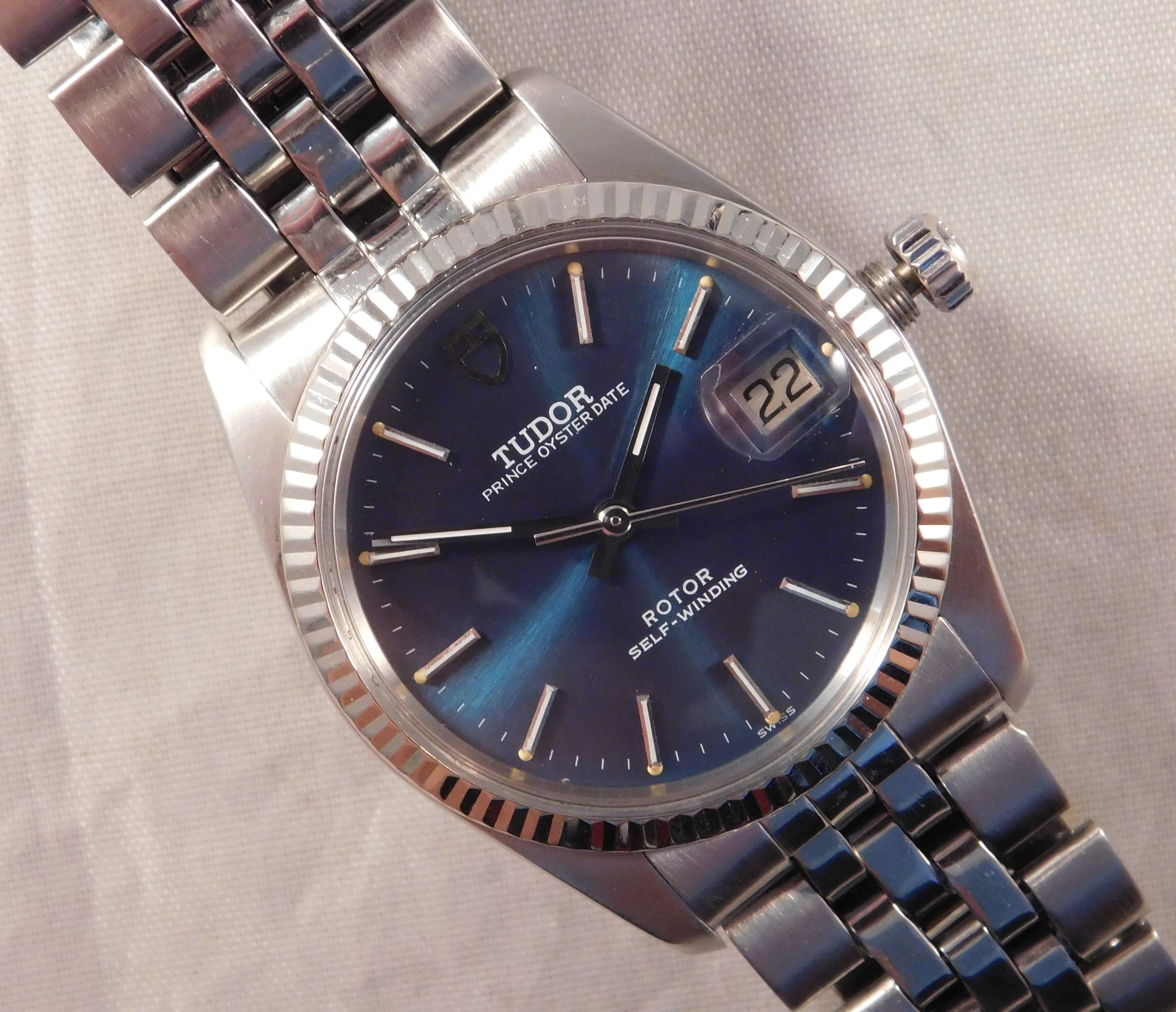 Rolex Tudor Prince Oysterdate Ref. 75204 SS Blue Green Sunburst