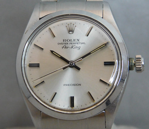 Slate Gray Rolex Oyster Perpetual Air King Ref. 5500 Vintage 1974 SS Mens Watch....34mm