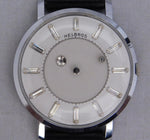 Light Slate Gray Helbros Mystery Dial Stainless Steel Circa 1970's Manual Wind Mens Watch....36mm