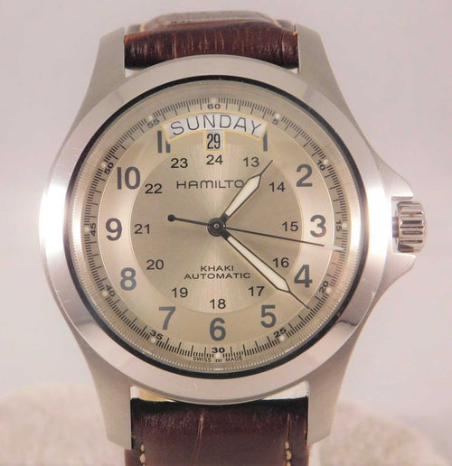 Gray Hamilton Khaki Field King Day/Date Swiss Automatic SS Mens Wristwatch....40mm
