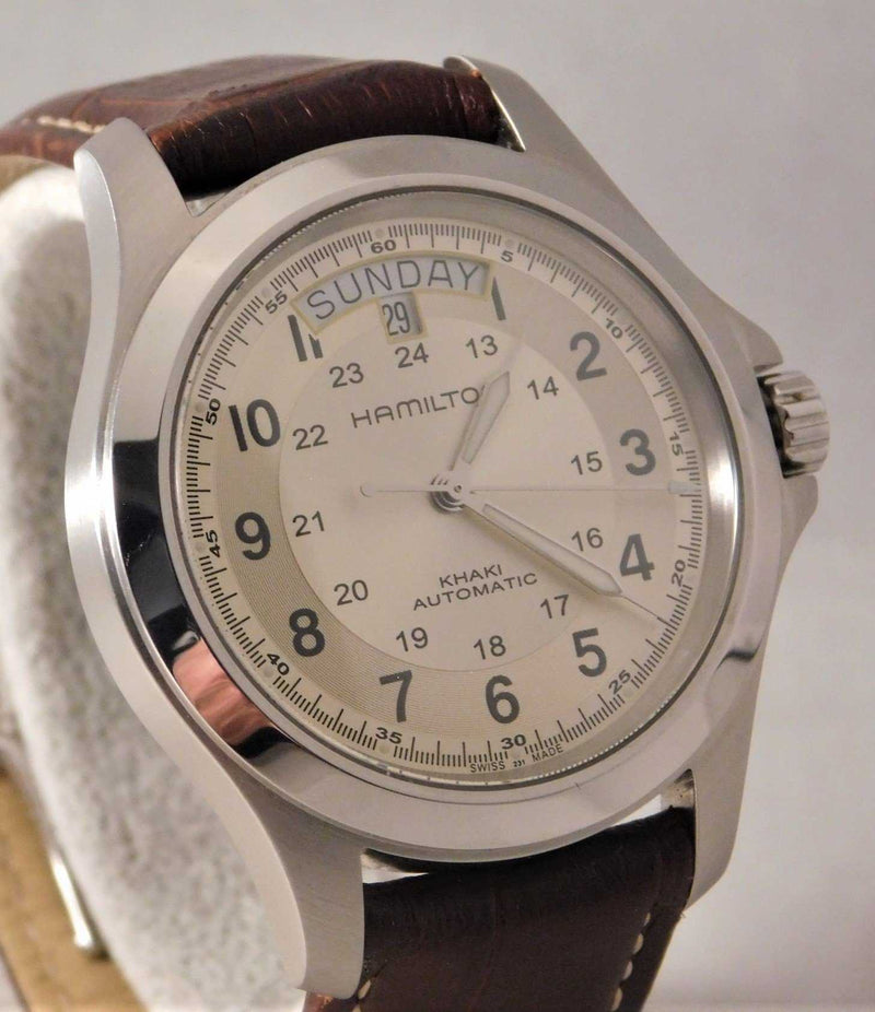 Rosy Brown Hamilton Khaki Field King Day/Date Swiss Automatic SS Mens Wristwatch....40mm
