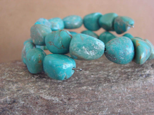 Slate Gray Native Indian Navajo Turquoise Memory Wire Bracelet by Yazzie