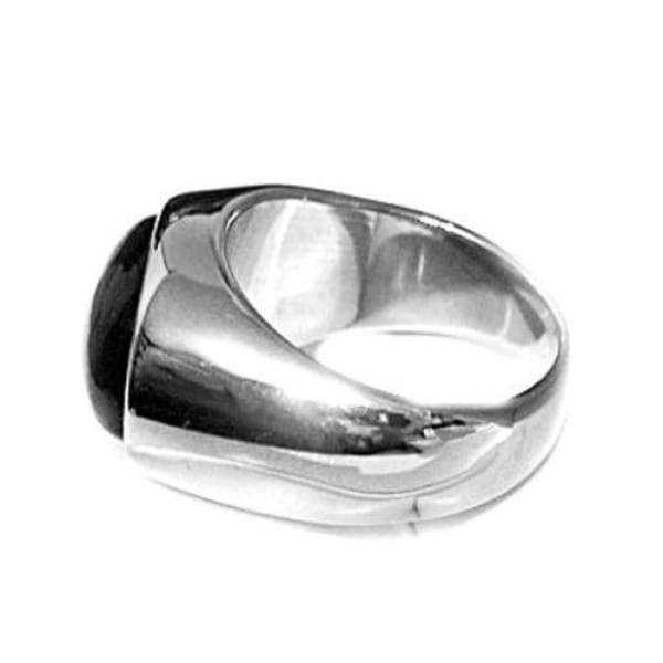 Light Gray Black Onyx Mens Ring in Stylish Stainless Steel Setting....Size 11