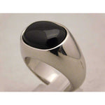 Gray Black Onyx Mens Ring in Stylish Stainless Steel Setting....Size 11