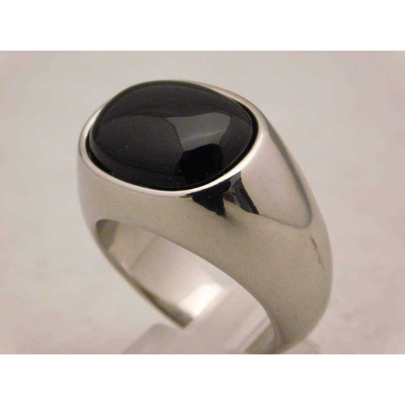 Black Onyx Mens Ring in Stylish Stainless Steel Setting....Size 11 | V ...