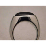 Rosy Brown Black Onyx Mens Ring in Stylish Stainless Steel Setting....Size 11
