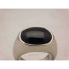 Gray Black Onyx Mens Ring in Stylish Stainless Steel Setting....Size 11
