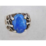 Gray Blue Lapis Lazuli Mens Ring .925 Sterling Silver 14 grams Size 10.5