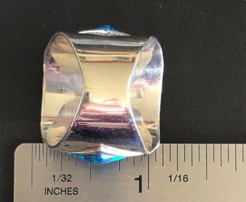 Tan Opal Brilliant Blue/Green Fire Solid Sterling Silver Huge Mens Ring Size 10