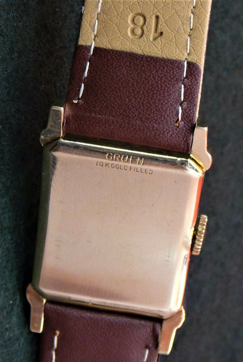 Tan Gruen Curvex Vintage 1940's Calibre 370 Serviced Manual Wind Mens Watch....24mm