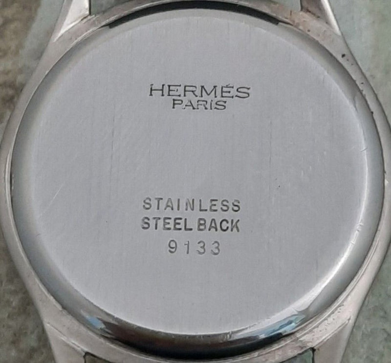 Dark Gray Hermes Paris Classic Manual Wind Silver Dial Stainless Steel Mens Watch....35mm