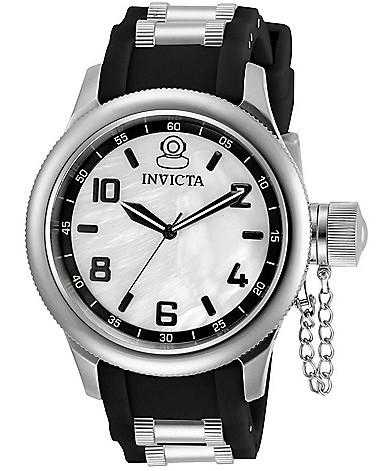 Black Invicta Russian Diver Quartz Oyster Dial Stainless Steel/Silicone Strap....43mm