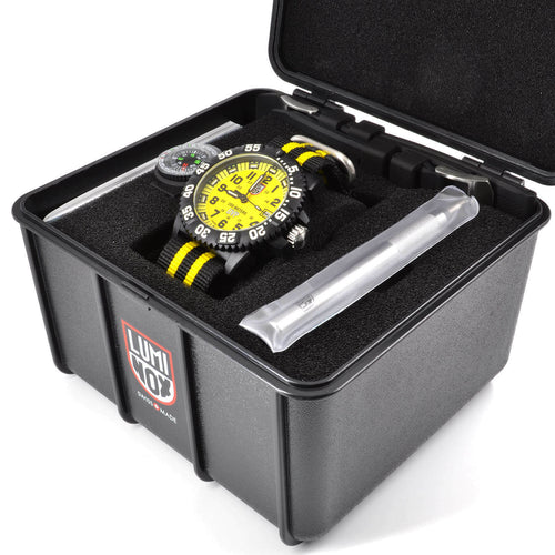 Dark Slate Gray Luminox Men's Watch Set Navy Seal 3950 Series Yellow & Black Strap 3955.SET....44mm