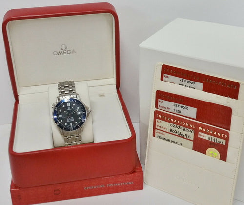 Gray Omega Seamaster Automatic 2531.80.00 James Bond Blue Wave Box/Papers Mens Watch