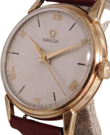 Omega 14k Solid Gold Vintage 1956 Roman Numeral Dial Manual Wind