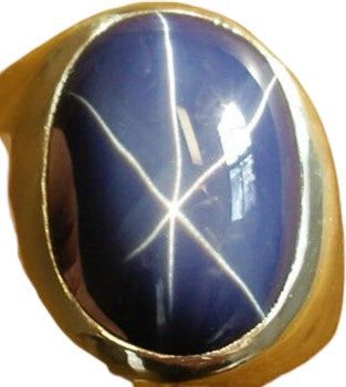 Sienna Linde Blue Star Sapphire 16 Carat .925 Sterling Silver Oval Mens Ring....Size 8