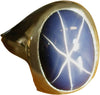 Saddle Brown Linde Blue Star Sapphire 16 Carat .925 Sterling Silver Oval Mens Ring....Size 8