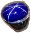 Dark Slate Blue Linde Blue Star Sapphire 16 Carat .925 Sterling Silver Oval Mens Ring....Size 8