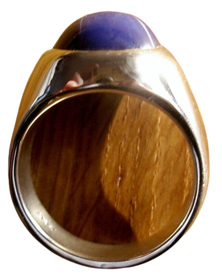 Saddle Brown Linde Blue Star Sapphire 16 Carat .925 Sterling Silver Oval Mens Ring....Size 8