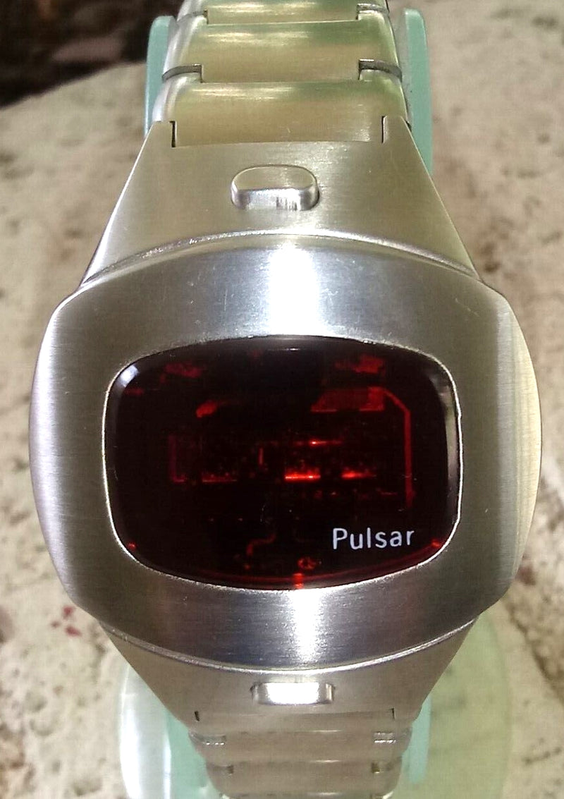 Rosy Brown Pulsar Time Computer Executive Flick-Of-The-Wrist 1975 W/Original Box Mens Watch