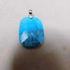 Gray Turquoise Stone Rectangle Pendant With .925 Silver Bale And Silver 19" Necklace