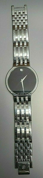 Light Slate Gray Movado Esperanza 04-1-14-1010 Black Dial SS Mens Quartz Watch 0607057....38mm