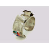Light Gray Watch Bracelet Sterling Silver & Multi Stone Inlaid Cuff Navajo Mens
