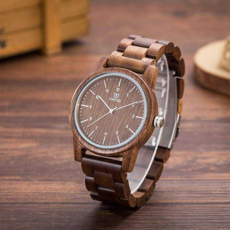 Dim Gray Wooden Watch Natural Handmade Walnut Mens/Women Quartz Wristwatch....40mm